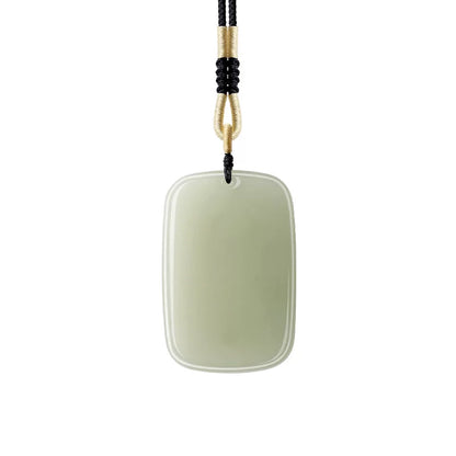 Hetian Jade Pendant for Men & Women, Green Jade Peace Plaque Necklace Charm, Collectible with Certificate, Birthday Gift for Girlfriend