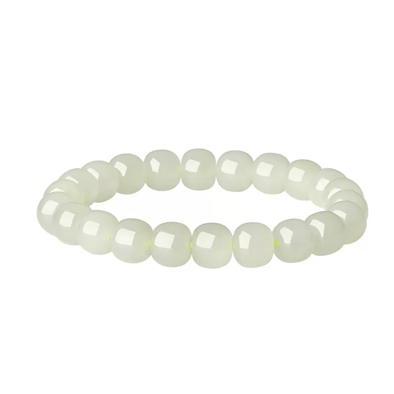 Natural Hetian Pale Clear Water Round Bead Bracelet, DIY Couple Jade Bangle, Authentic with Appraisal Certificate, Collectible Traditional Jewelry