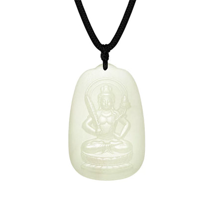Natural Hetian Jade Patron Saint Pendant, Eight Guardian Deities & Guanyin Jade Pendant, Unisex Protective Jade Charm, Authentic with Appraisal Certificate, Collectible Traditional Jewelry