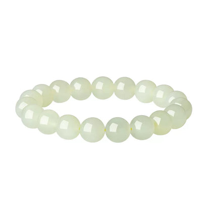 Natural Hetian Pale Clear Water Round Bead Bracelet, DIY Couple Jade Bangle, Authentic with Appraisal Certificate, Collectible Traditional Jewelry