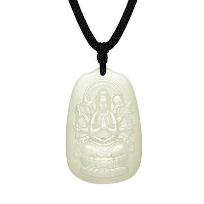 Natural Hetian Jade Patron Saint Pendant, Eight Guardian Deities & Guanyin Jade Pendant, Unisex Protective Jade Charm, Authentic with Appraisal Certificate, Collectible Traditional Jewelry