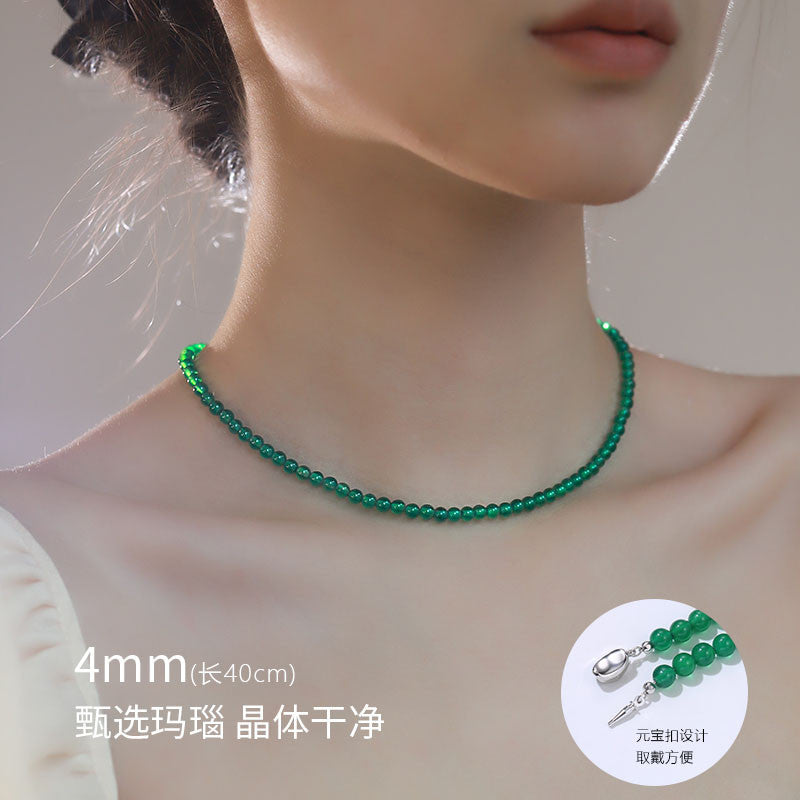 New Arrival New Chinese Style Green Agate & Chalcedony Beaded Necklace, Fashion Women Neck Jewelry