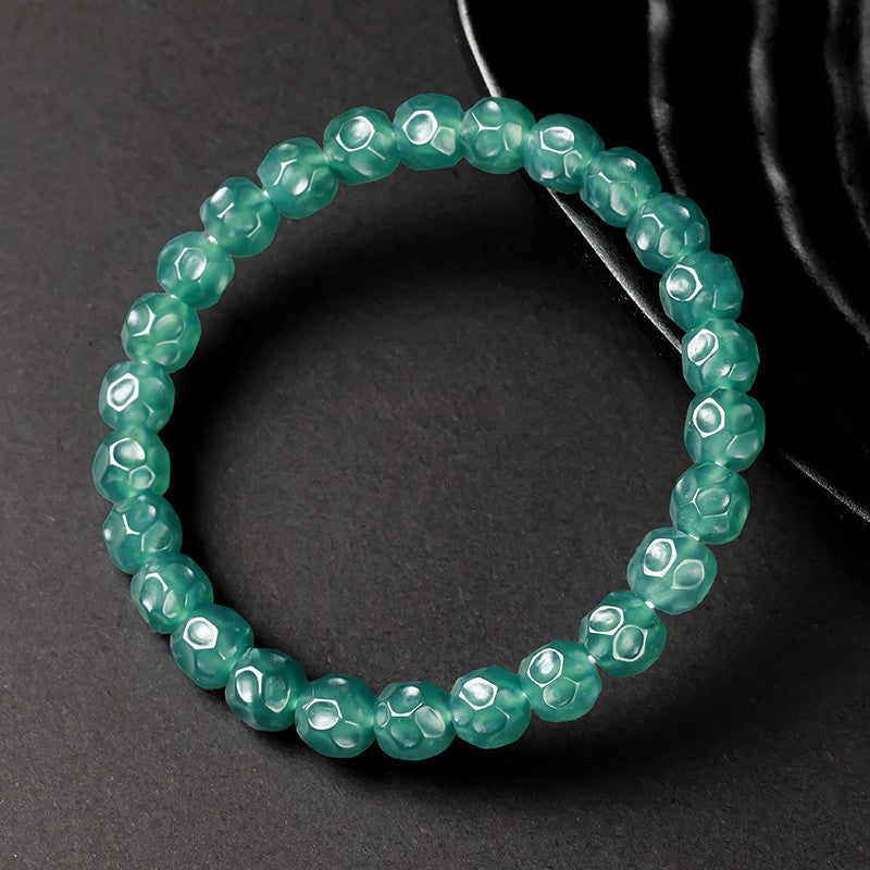 Translucent Blue Water Jadeite Plain Bead Bracelet, Unisex Single-loop Jade Bangle