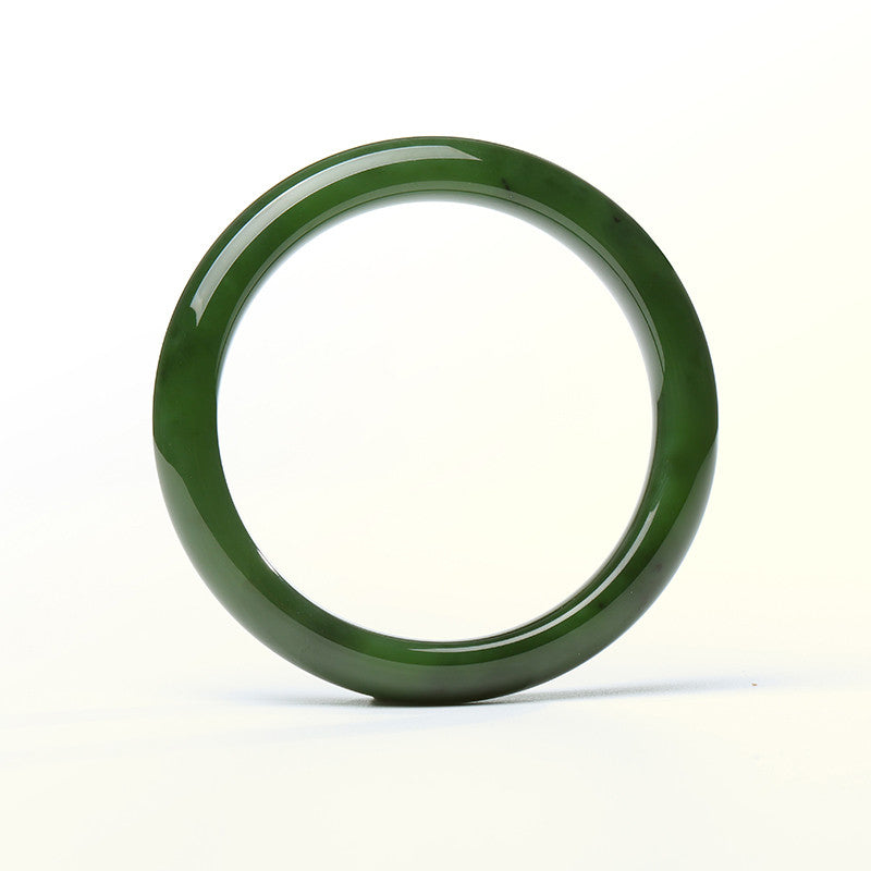 Natural Green Hetian Jade Bangle, Elegant Jasper Bracelet for Women, Premium Holiday Gift for Mom & Girlfriend, With Certificate & Collectible Value