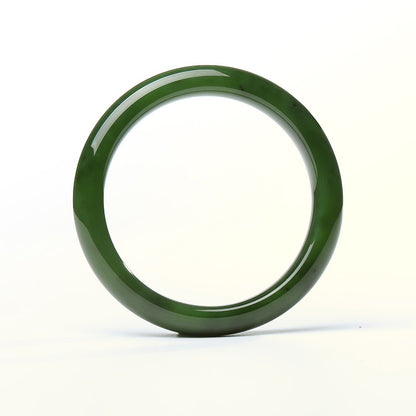 Natural Green Hetian Jade Bangle, Elegant Jasper Bracelet for Women, Premium Holiday Gift for Mom & Girlfriend, With Certificate & Collectible Value