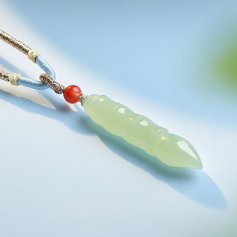Hetian Jade Wenchang Pen Pendant, Symbolize Promotion & Academic Success, Unisex Jade Charm, Ideal Coming-of-Age Gift, With Certificate & Collectible Value