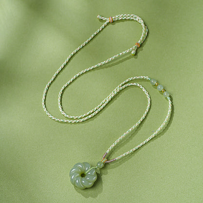 Unisex Hetian Pale Cyan Jade Twisted Pattern Full Peace Buckle Pendant, Festival Gift