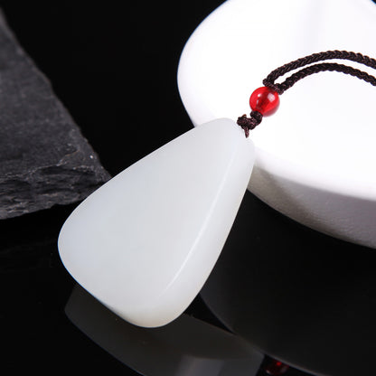 White Hetian Jade Pendant, Fine Carved Pixiu & Guanyin Pendant, Greasy Glossy High White Jade