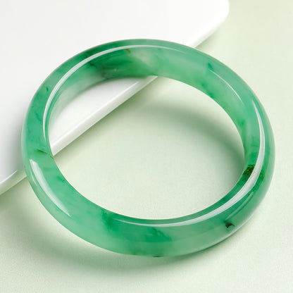 Women's African Jade Peace Bangle with Floating Patterns, Gift for Mom & Girlfriend