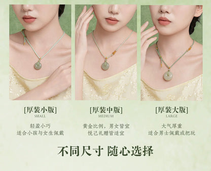 Natural Hetian Jade Ping An Kou Pendant Couple Necklace Certified Collectible Jade Amulet Birthday Gift for Men Boyfriend