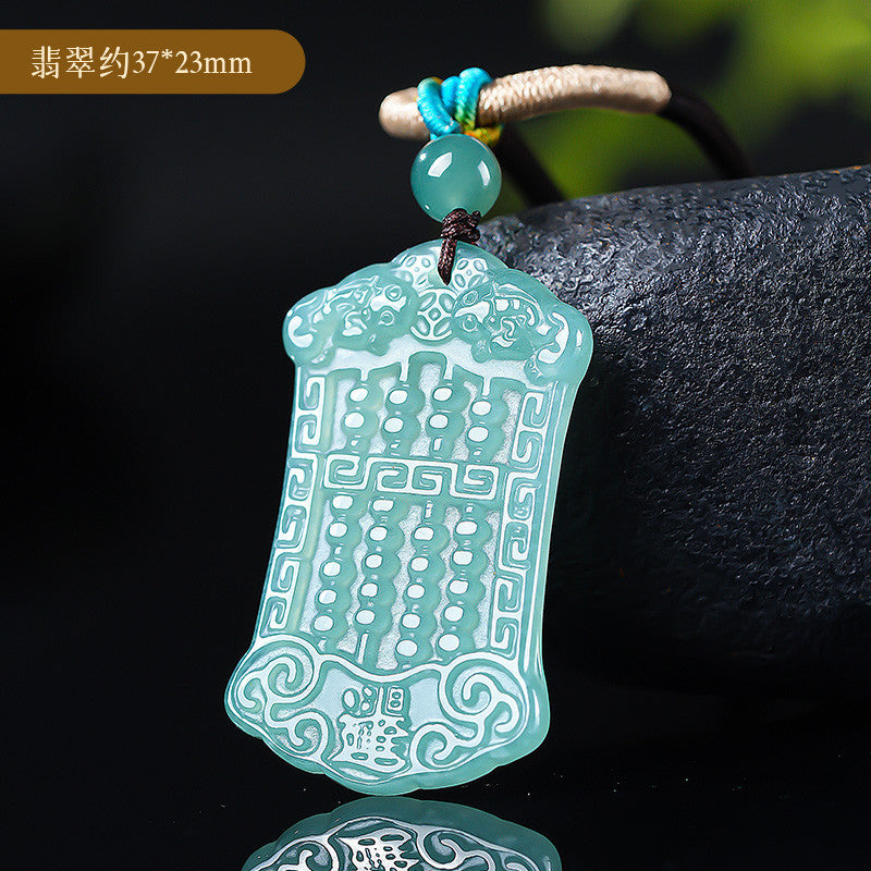 [Wealth from Jade] A-Grade Blue Water Abacus 翡翠 Pendant for Women, Fortune & Wisdom Jade Gift