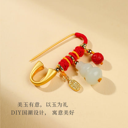 Pale Cyan Hetian Jade Safety Pin Pendant, Ornament for Baby, Infant & Pregnant Women