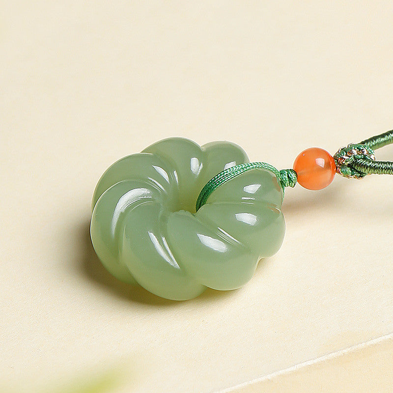 Pale Cyan Hetian Jade Twist Peace Buckle Pendant, Turn Bad Luck to Good Fortune Jade Charm
