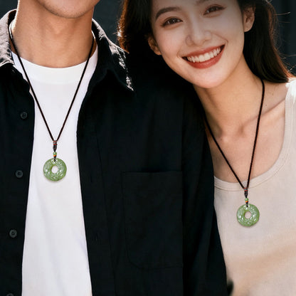Unisex Double-sided Carved Hetian Jade Pixiu Safety Buckle Pendant, Festival Gift
