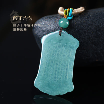 [Wealth from Jade] A-Grade Blue Water Abacus 翡翠 Pendant for Women, Fortune & Wisdom Jade Gift