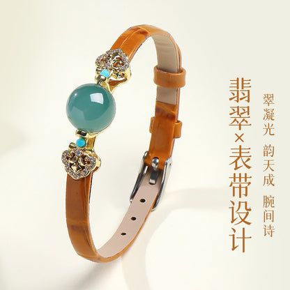 Rotatable Barrel Bead Jade Bracelet, Hetian Jade & Jadeite Wristband with Pixiu, Gift