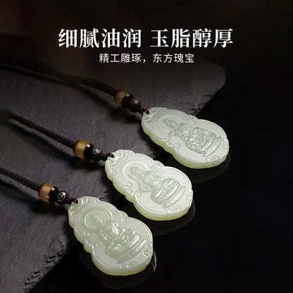 Warm Clear Water Hetian Jade 12 Zodiac Pendant, 8 Guardian Buddha Jade Charm, Premium Gift Choice with Certificate