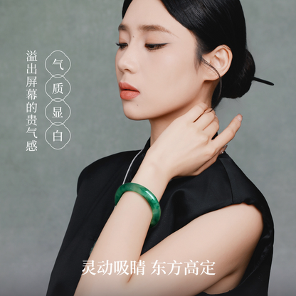 High-Grade Natural Floating Pattern African Jade Bangle, Certified Untreated Fine Jade Jewelry, Premium Birthday Gift for Her / Mom