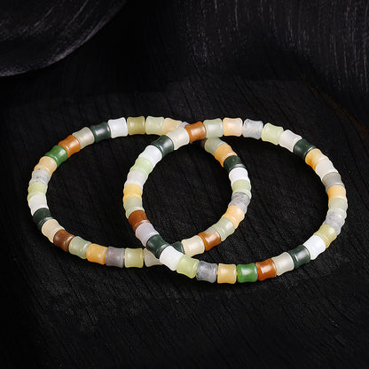 Unisex Fashion Hetian Jade Bracelet, Multi-color Bamboo Joint Beads