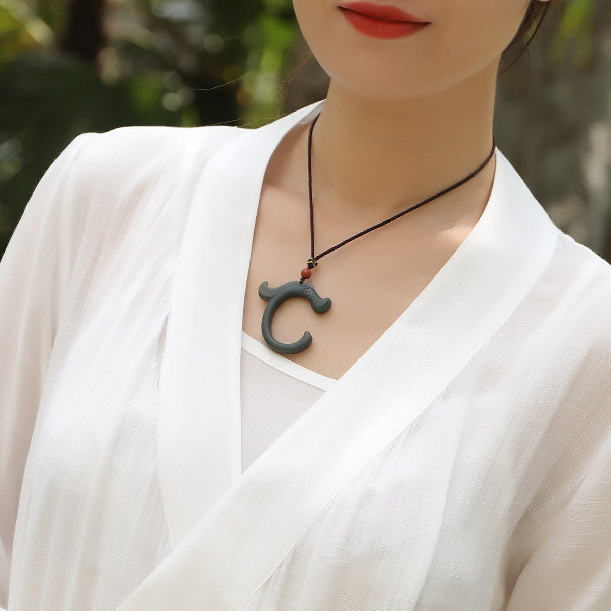 Fortune Dragon Hetian Jade Pendant, Fine-grain Cyan Jade Men's Zodiac Dragon Pendant