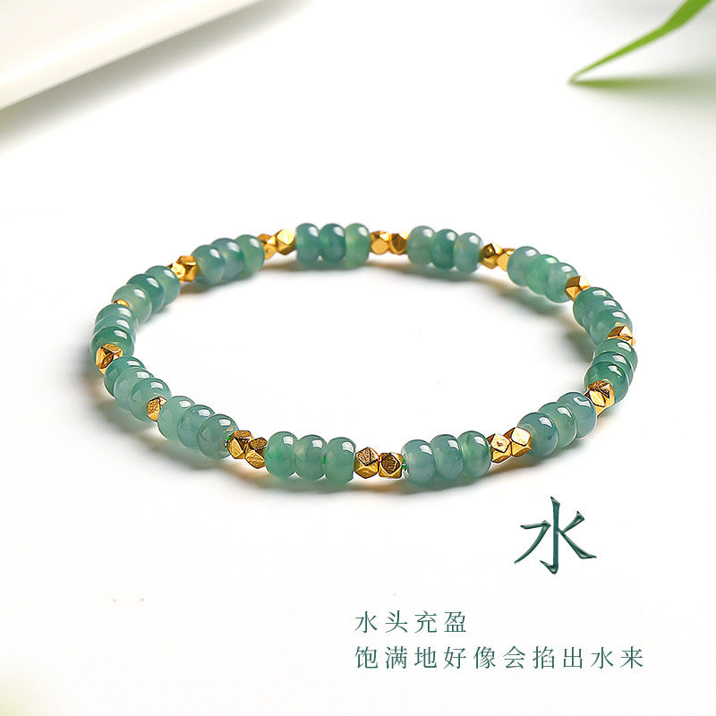 DIY Blue Water Jadeite Abacus Bead Bracelet, Simple Versatile Single-loop Bangle for Women, Festival Gift