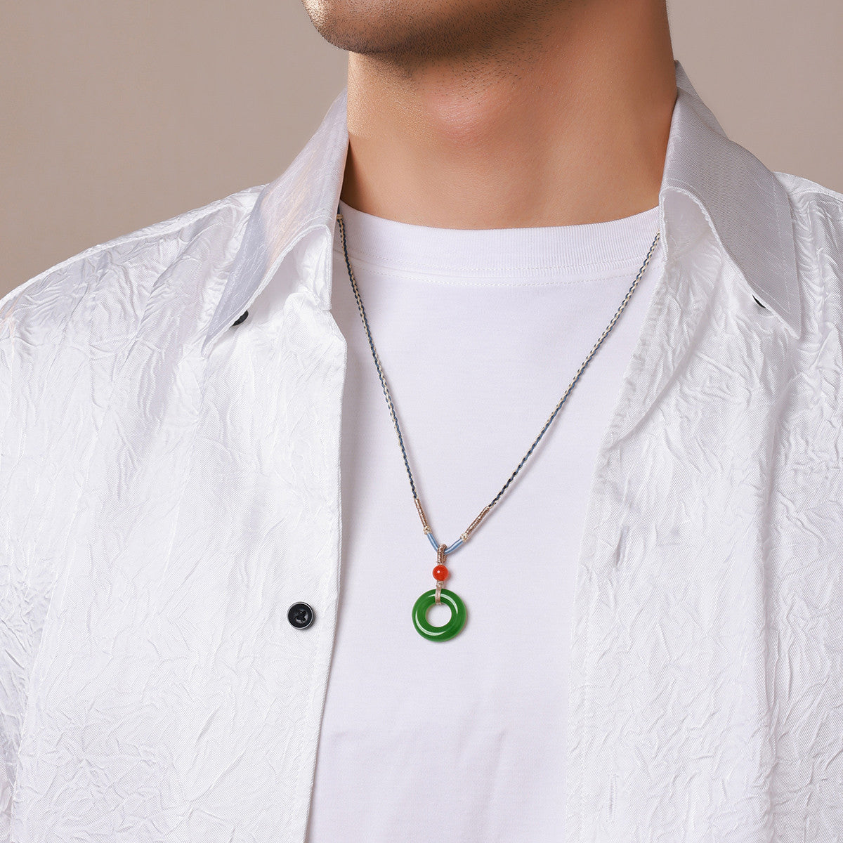 Hetian Jade Safety Buckle Pendant, Couple Style Jade Charm, Holiday Gift