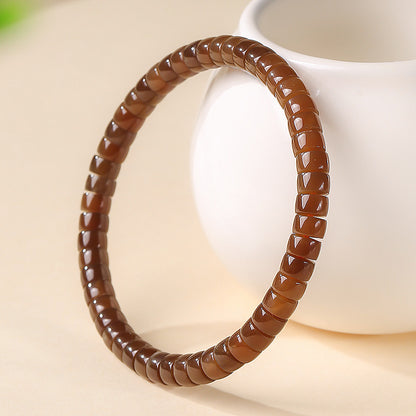 Pale Cyan Hetian Jade Bracelet, Straight-cut Tablet Bead Bangle for Women, Festival Gift