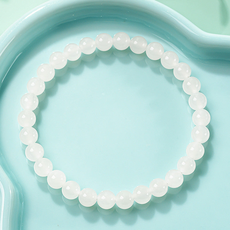 [Premium Grade] High-Oily White Hetian Jade Bracelet, Plain Single Loop Couple Bracelet