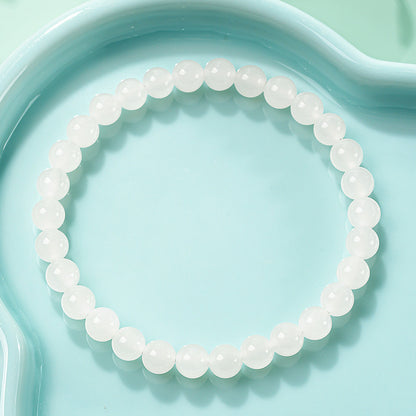 [Premium Grade] High-Oily White Hetian Jade Bracelet, Plain Single Loop Couple Bracelet