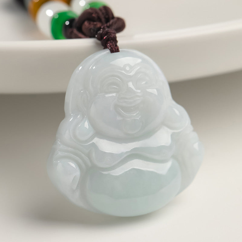 Unisex Jadeite Guanyin & Buddha Pendant