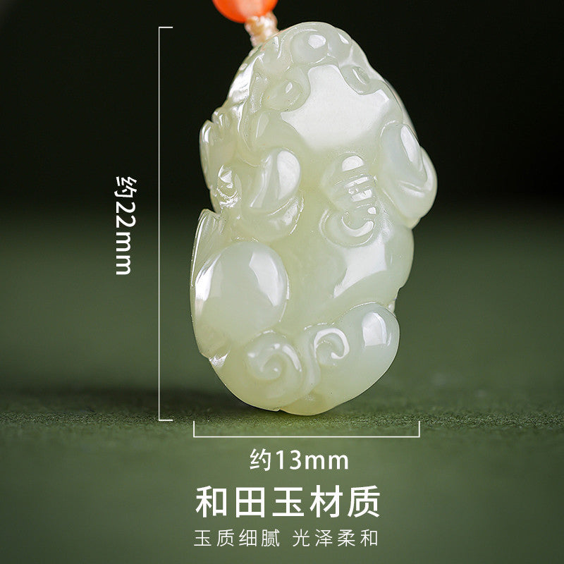 Light Green Hetian Jade Pixiu Pendant, Unisex Mythical Beast Jade Pendant for Men & Women