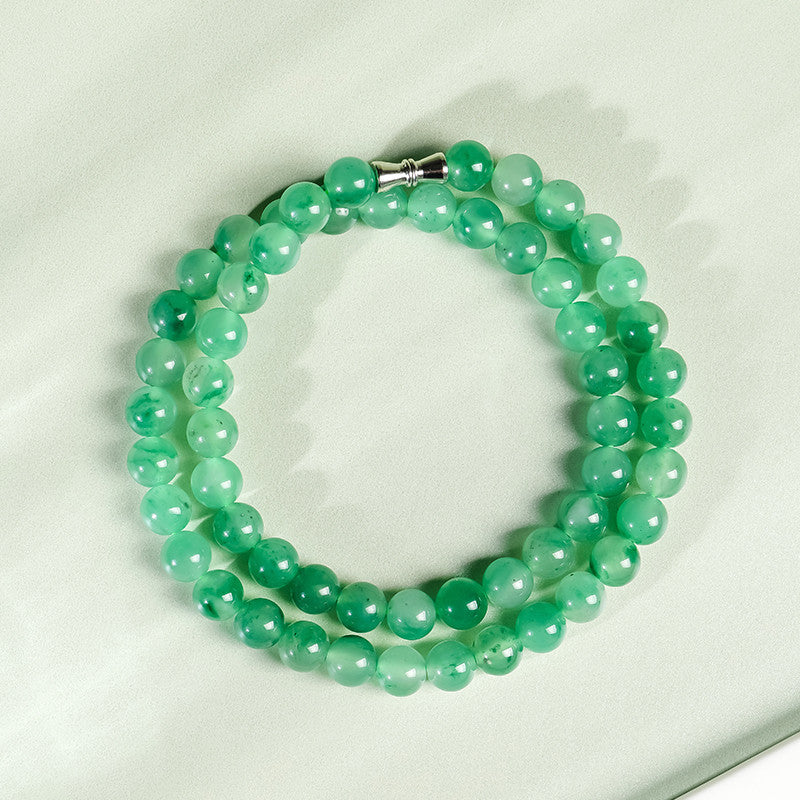 African Green Jadeite Necklace, Floating Flower Clavicle Chain, Elegant Ladies Jewelry, Gift for Mom & Elders