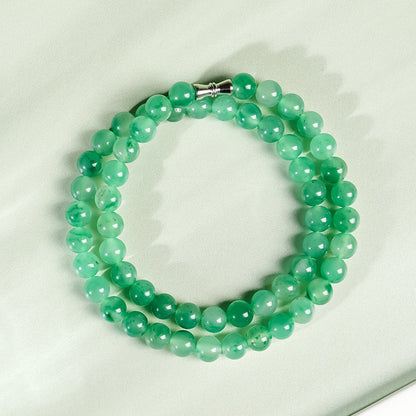 African Green Jadeite Necklace, Floating Flower Clavicle Chain, Elegant Ladies Jewelry, Gift for Mom & Elders