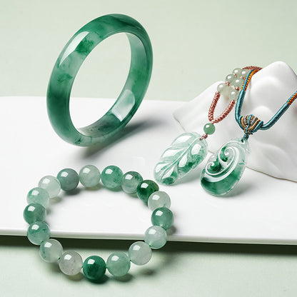 Floating Pattern African Green Jade Bangle, Multi-size Women Safety Bracelet, Gift for Mom & Elders