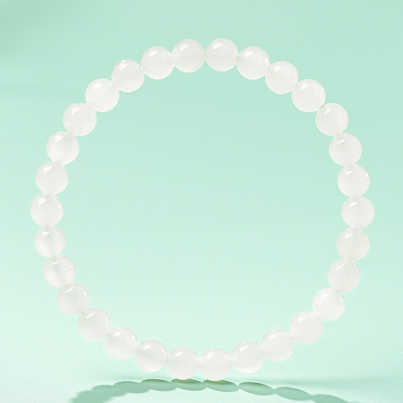 [Premium Grade] High-Oily White Hetian Jade Bracelet, Plain Single Loop Couple Bracelet