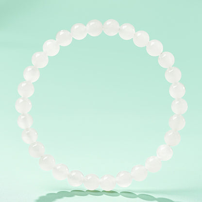 [Premium Grade] High-Oil White Hetian Jade Bracelet, Plain Single Strand Couple Bracelet