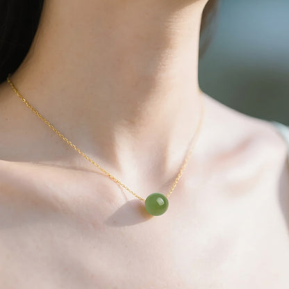 Light Cyan & Lake Green Hetian Jade Barrel Bead Pendant, Minimalist Stylish Charm, Festival Gift