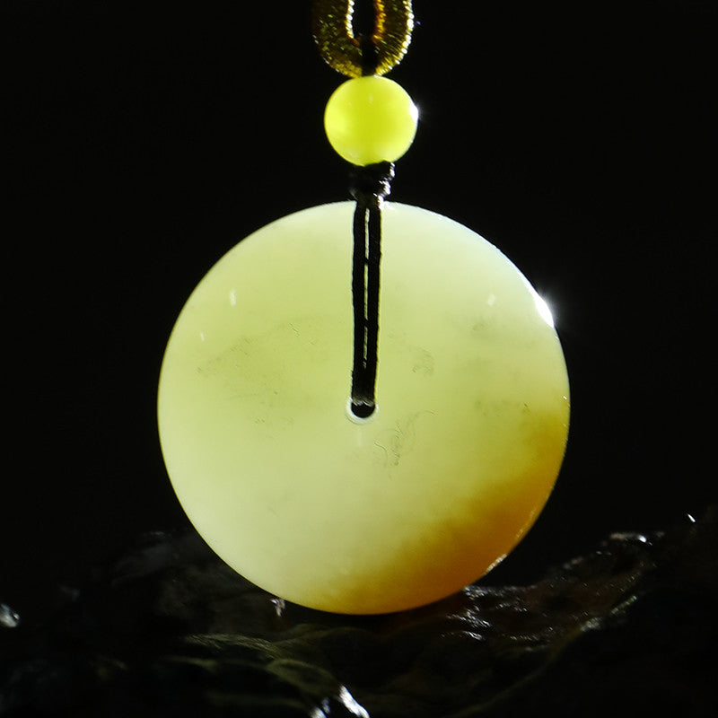 Unisex Hetian Russian Sugar-White Jade Safety Buckle Pendant, Fine & Glossy, Festival Gift