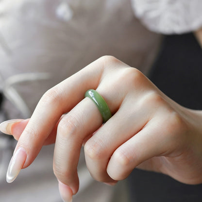 Plain Band Hetian Jade Ring, Smooth Moist High Quality Jade Ring, Daily Wear Elegant Finger Jewelry