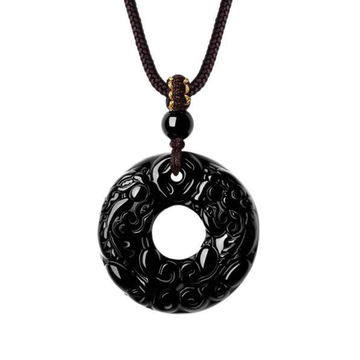 Black Agate & White Chalcedony Pixiu Safety Buckle Couple Clavicle Chain, Chinese Style Minimalist Jewelry