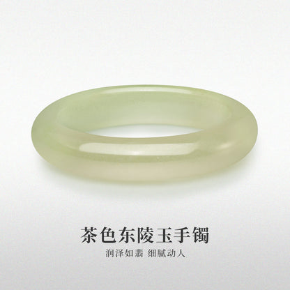 Natural High Transparent Tea Color Aventurine Bangle, Vintage Versatile Quartz Jade Bracelet