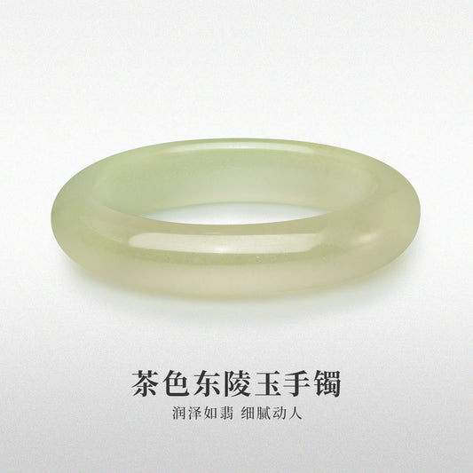 Natural High Transparent Tea Color Aventurine Bangle, Vintage Versatile Quartz Jade Bracelet