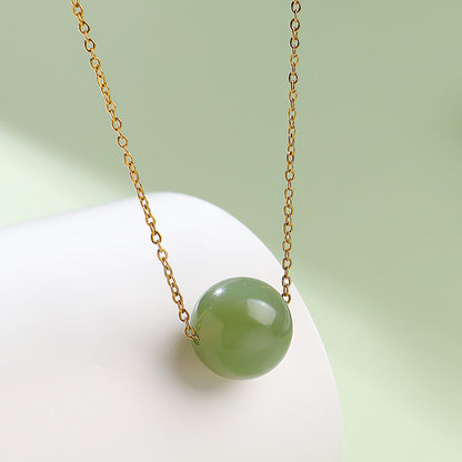 Light Cyan & Lake Green Hetian Jade Barrel Bead Pendant, Minimalist Stylish Charm, Festival Gift