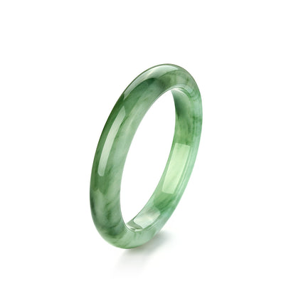 Natural Tianshan Green Bangle, Icy Translucent Floating Green Round Bangle, Wide Band Jade Bracelet with Certificate, Gift for Mom