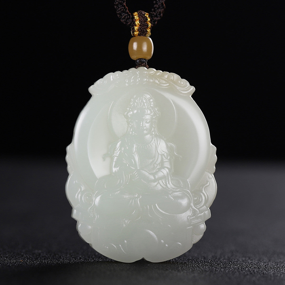 Russian Sugar Material Hetian Jade Guanyin Pendant, Exquisite Jade Charm for Men, Auspicious Religious Ornament, With Certificate & Collectible Value