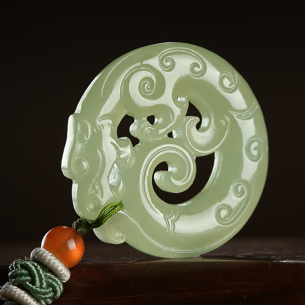 Chinese Zodiac Dragon Hetian Jade Pendant, Matching Couple Charm for Men & Women with Certificate