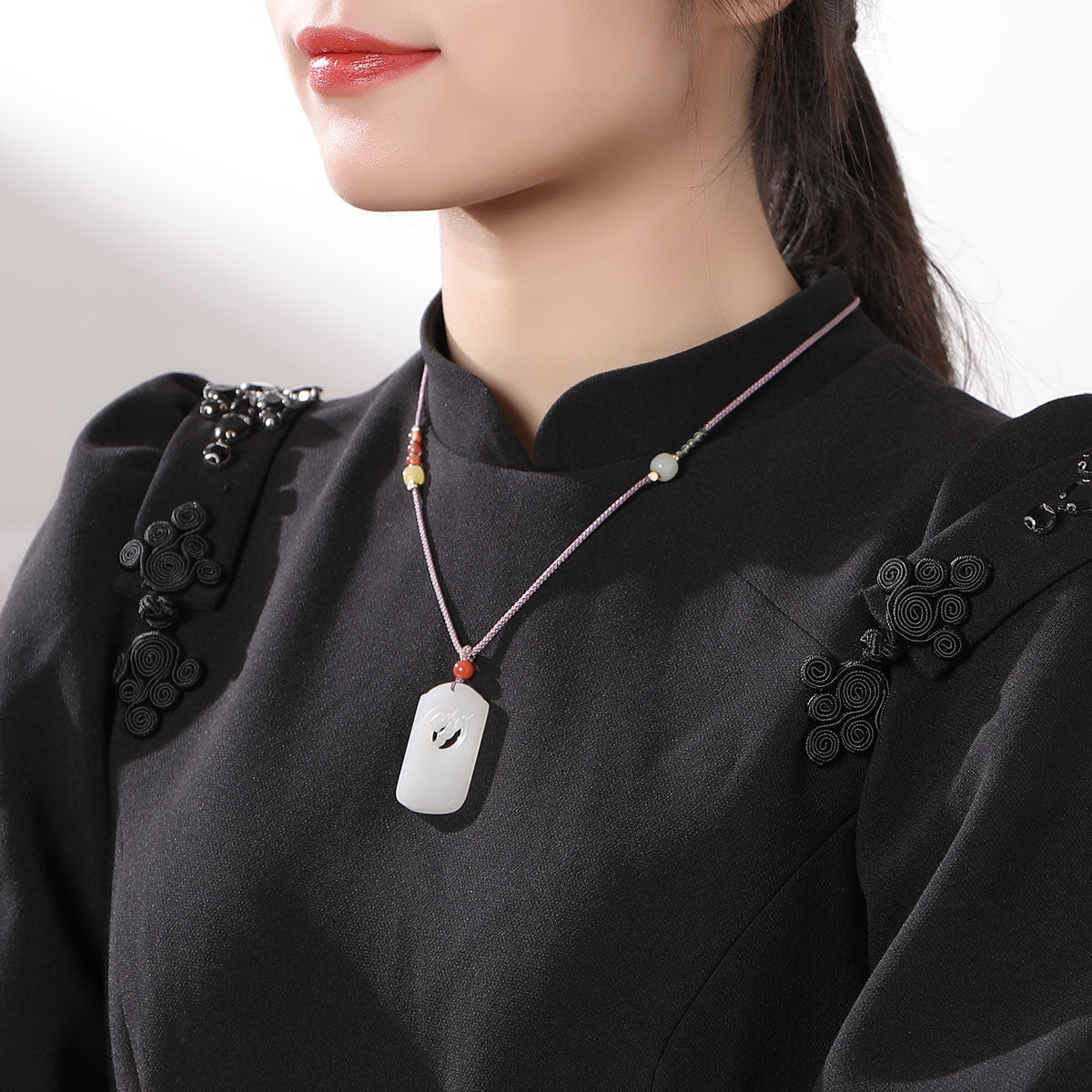 Polished White Hetian Jade Elk Pendant, Couple Style Jade Ornament