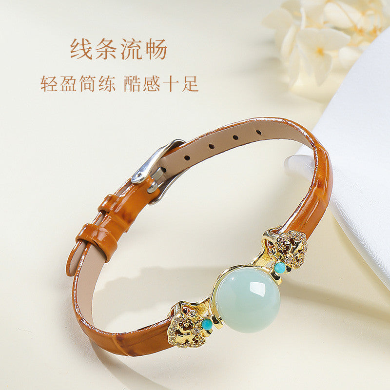 Rotatable Barrel Bead Jade Bracelet, Hetian Jade & Jadeite Wristband with Pixiu, Gift