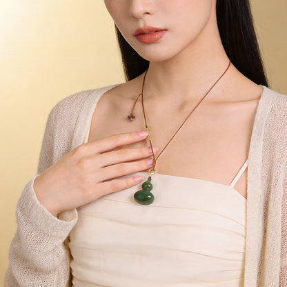 Long-lasting Blessings & Fortune | High-oil Hetian Jade Gourd Pendant, Holiday Gift Jade Charm