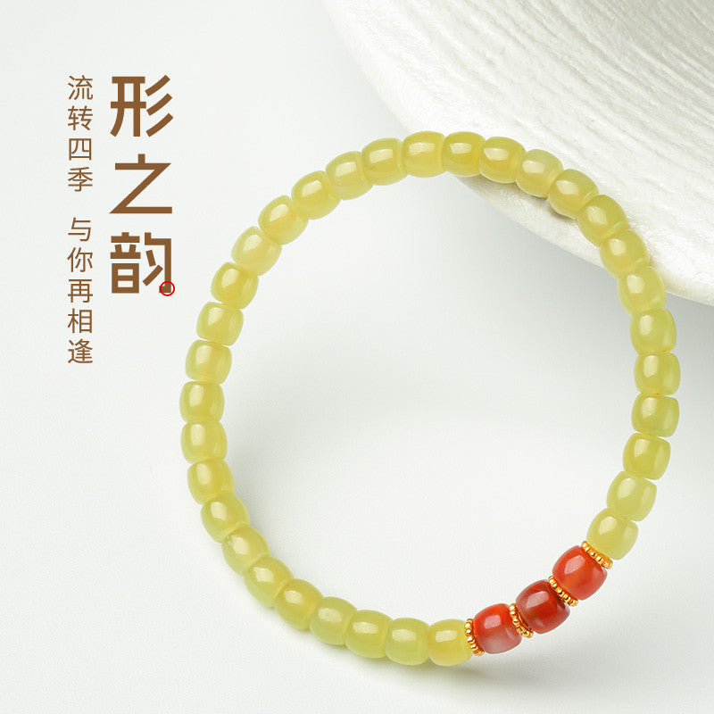 Collection Grade High-oil Yellow Tone Hetian Jade Bracelet, Exquisitely Polished Straight-cut Single-loop Bangle